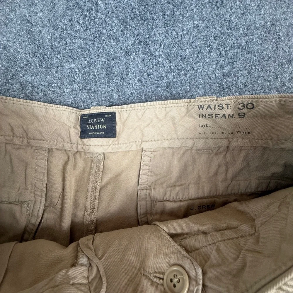 J.Crew Stanton Chino Shorts Mens 30 Khaki Tan Cotton Twill 9 Inch Inseam